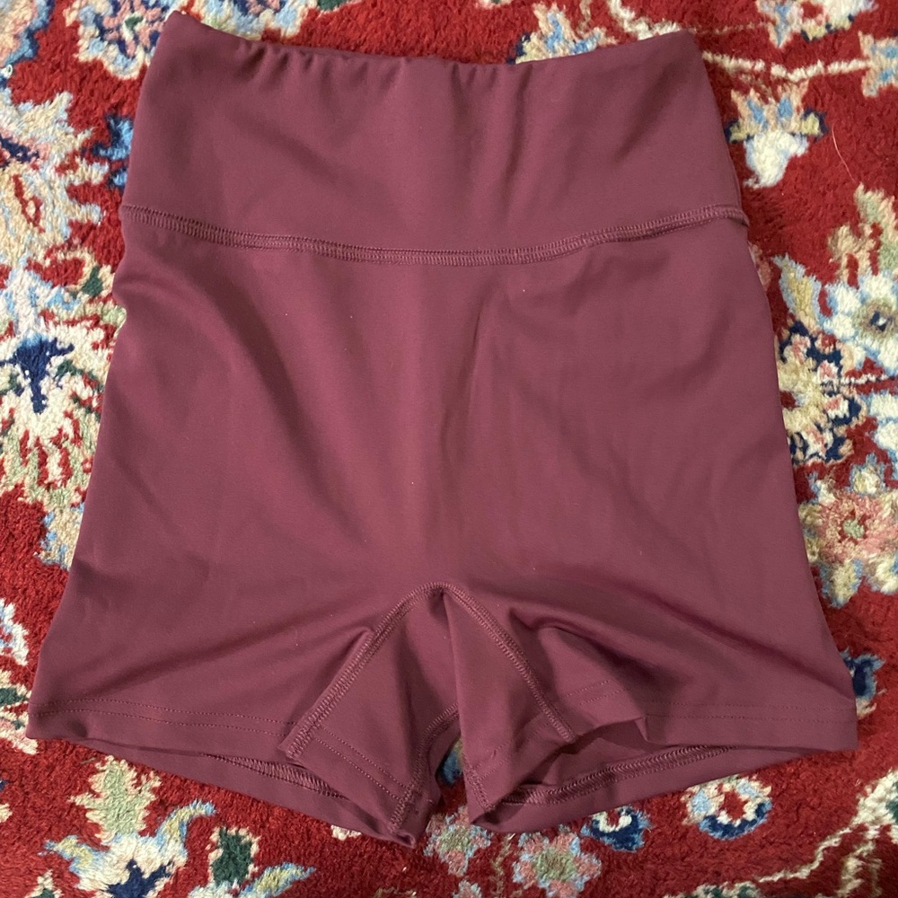 Red High-Waisted Bike Shorts with Elastic Waistband